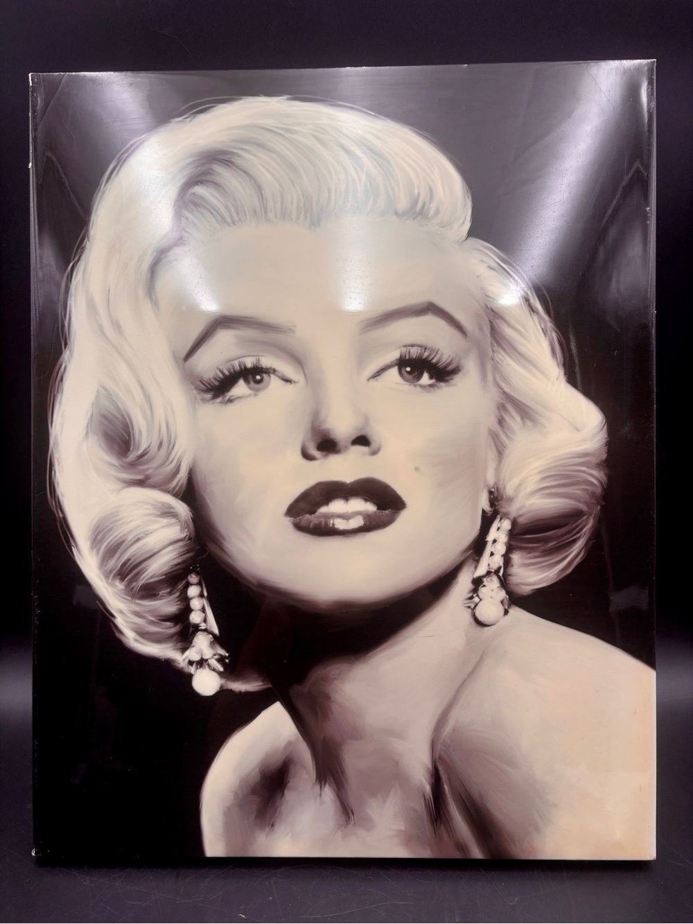 Marilyn Monroe Black & White Pop Art Stretched Canvas Print 15"x19" Artissimo